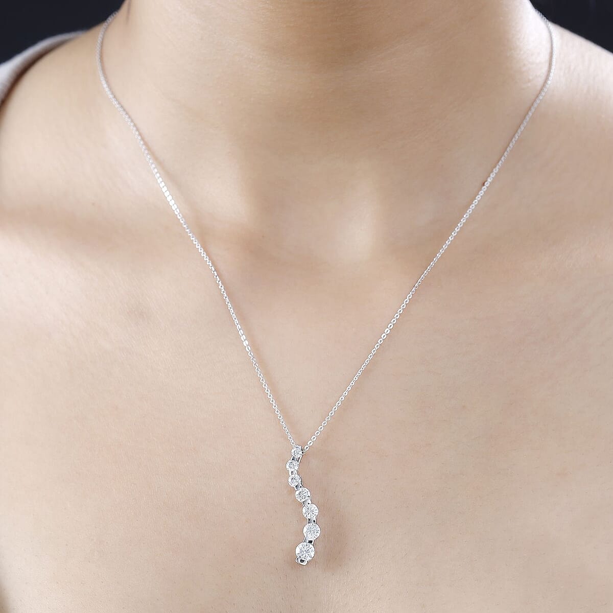 Moissanite Pendant Necklace 20 Inches in Platinum Over Sterling Silver 1.20 ctw image number 2