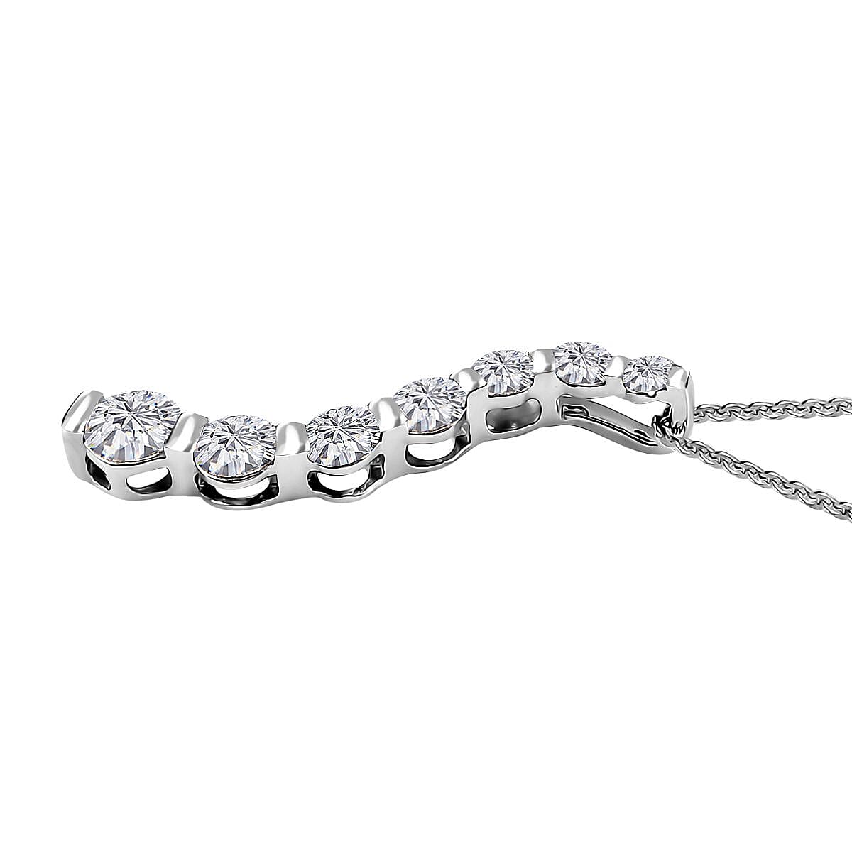 Moissanite Pendant Necklace 20 Inches in Platinum Over Sterling Silver 1.20 ctw image number 3