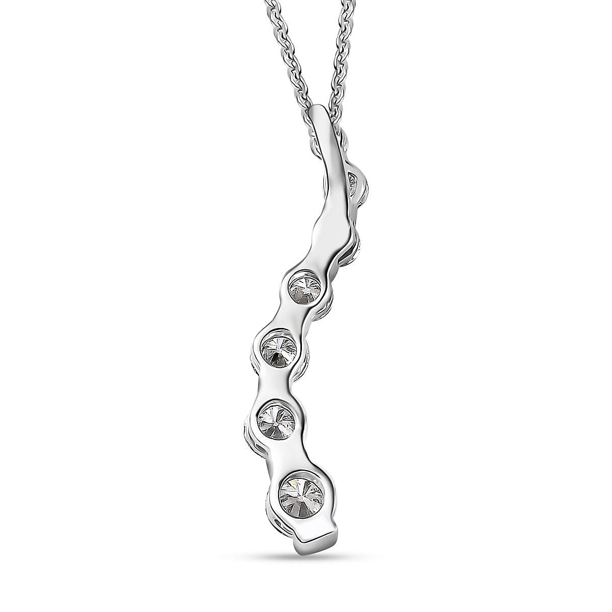 Moissanite Pendant Necklace 20 Inches in Platinum Over Sterling Silver 1.20 ctw image number 4