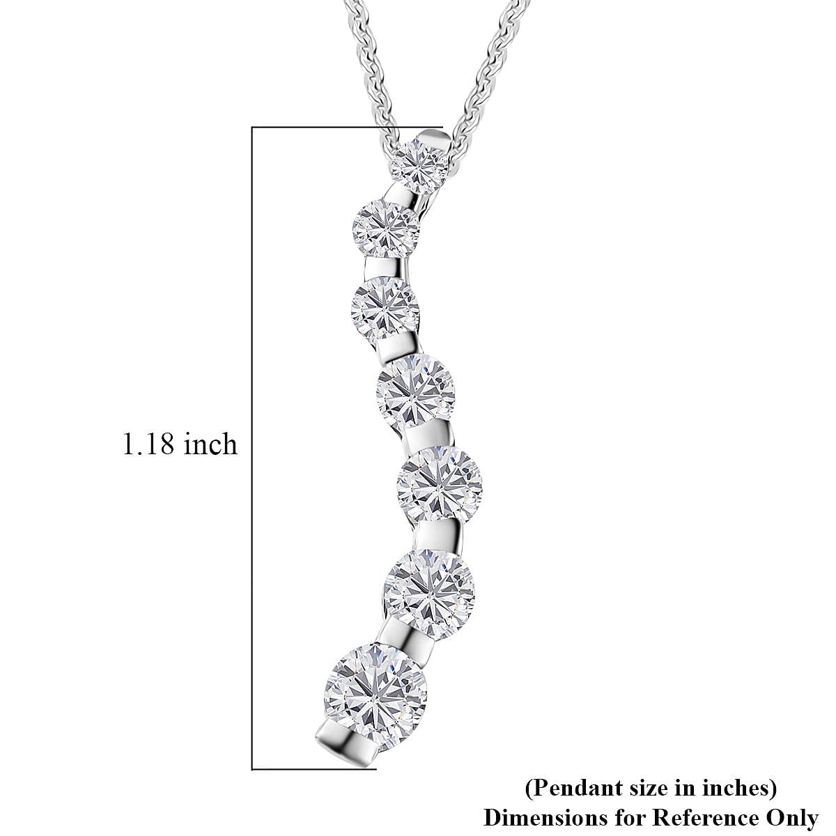 Moissanite Pendant Necklace 20 Inches in Platinum Over Sterling Silver 1.20 ctw image number 6