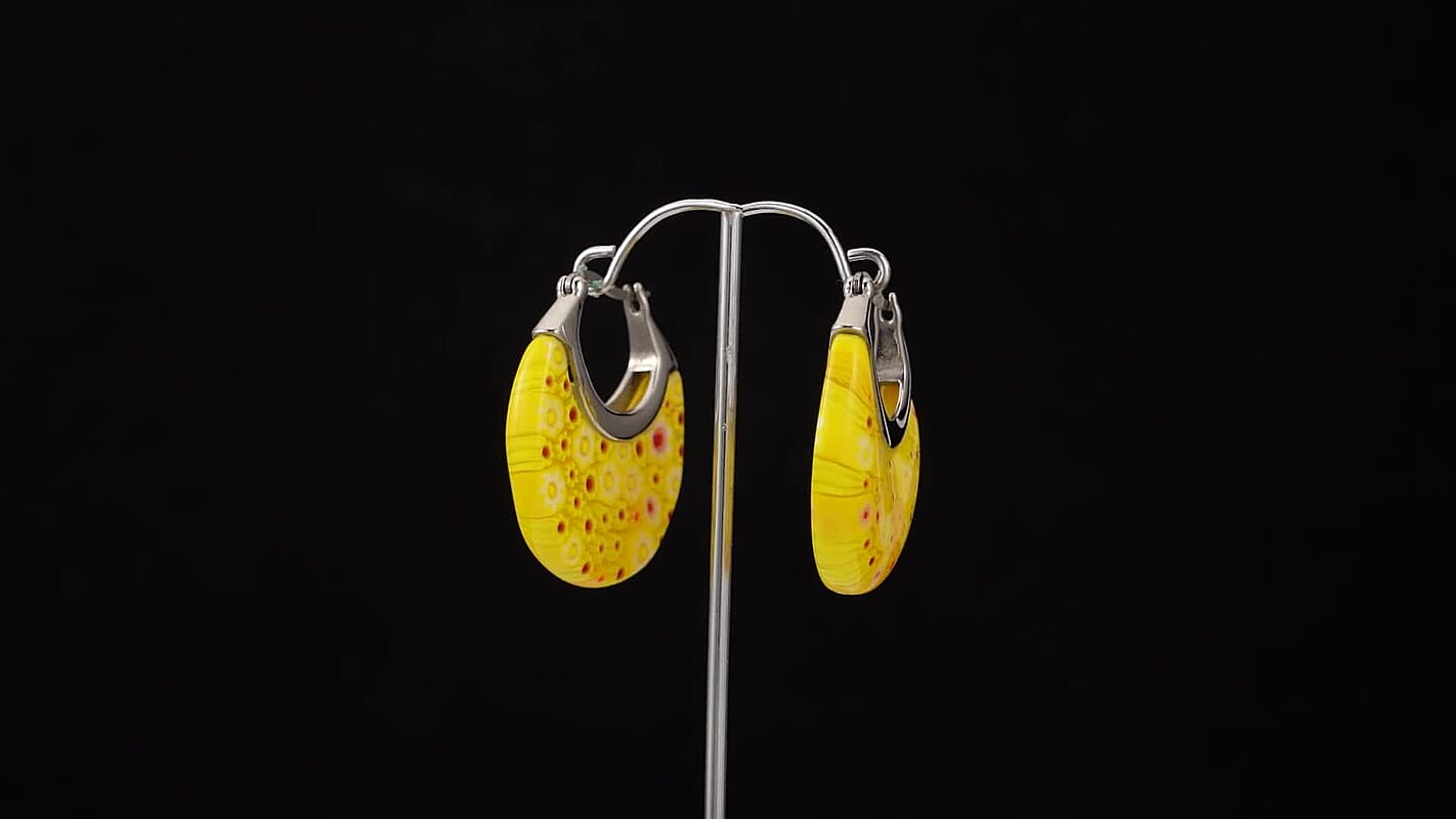 Set of 5 Multi Color Murano Style Basket Earrings in Stainless Steel (Del. In 10-12 Days)