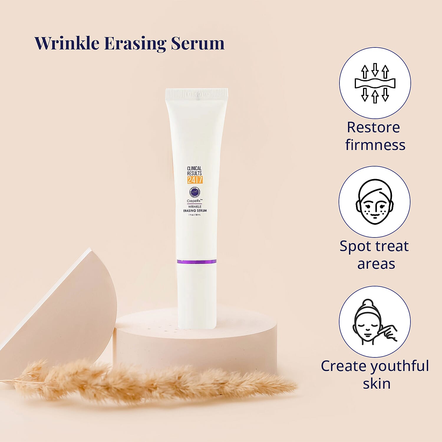 Clinical Results CrepeRx  Face Collection Insta Erase Eye Cream(.75oz), Wrinkle Erasing Serum (1oz) and Silky Smooth Face Cream (2oz)