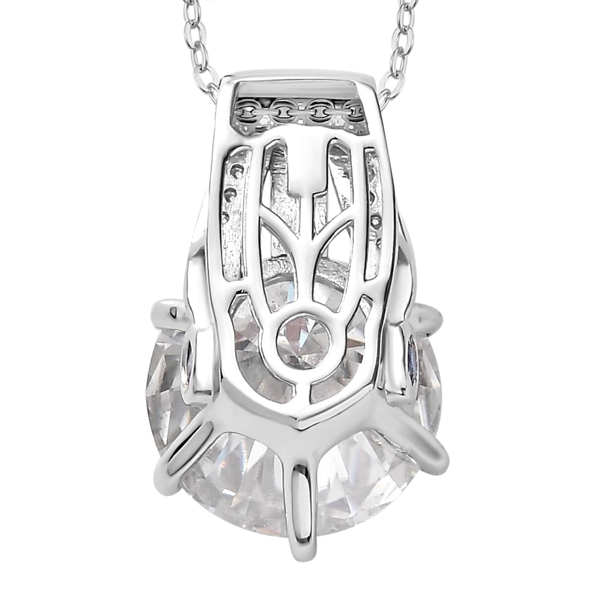 Moissanite, Ceylon Blue Sapphire Pendant Necklace (20 Inches) in Platinum Over Sterling Silver 6.15 ctw image number 4