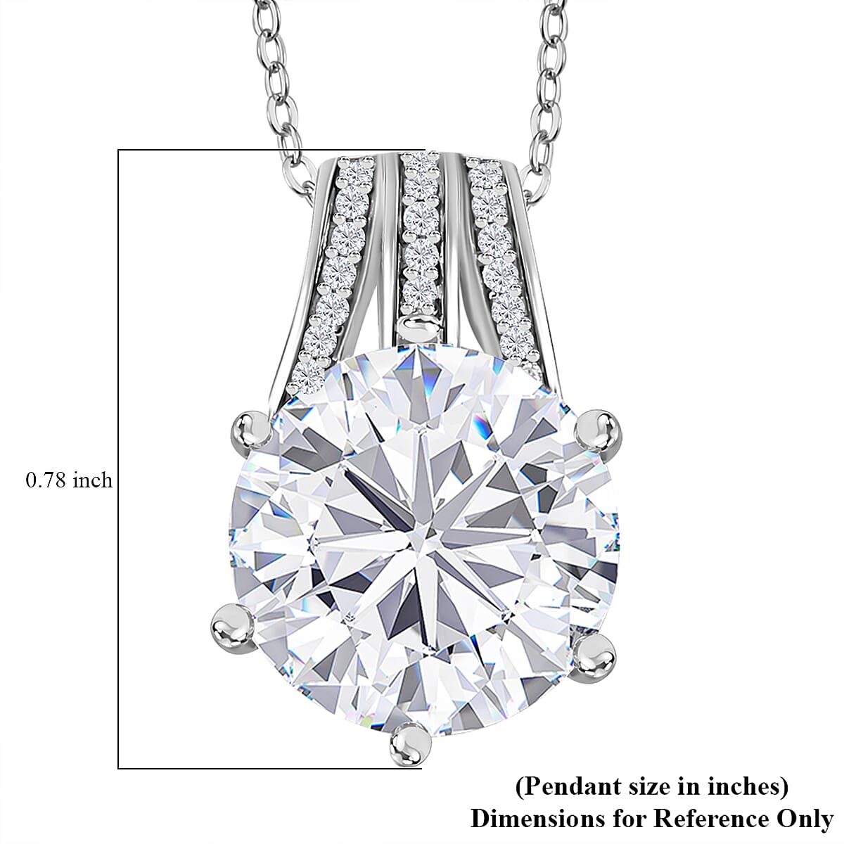Moissanite and Ceylon Blue Sapphire Pendant Necklace 20 Inches in Platinum Over Sterling Silver 6.15 ctw