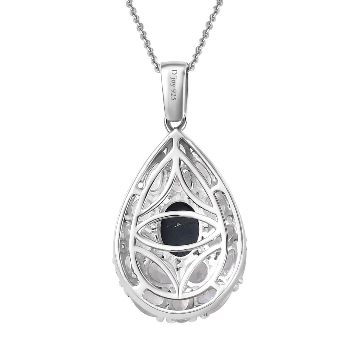 Blue Star Sapphire (DF) and Multi Gemstone Pendant Necklace 20 Inches in Platinum Over Sterling Silver 5.40 ctw image number 4