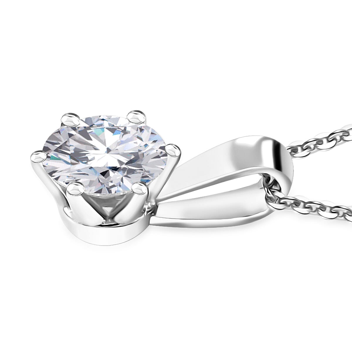 Moissanite Pendant Necklace 20 Inches in Platinum Over Sterling Silver 1.00 ctw image number 3