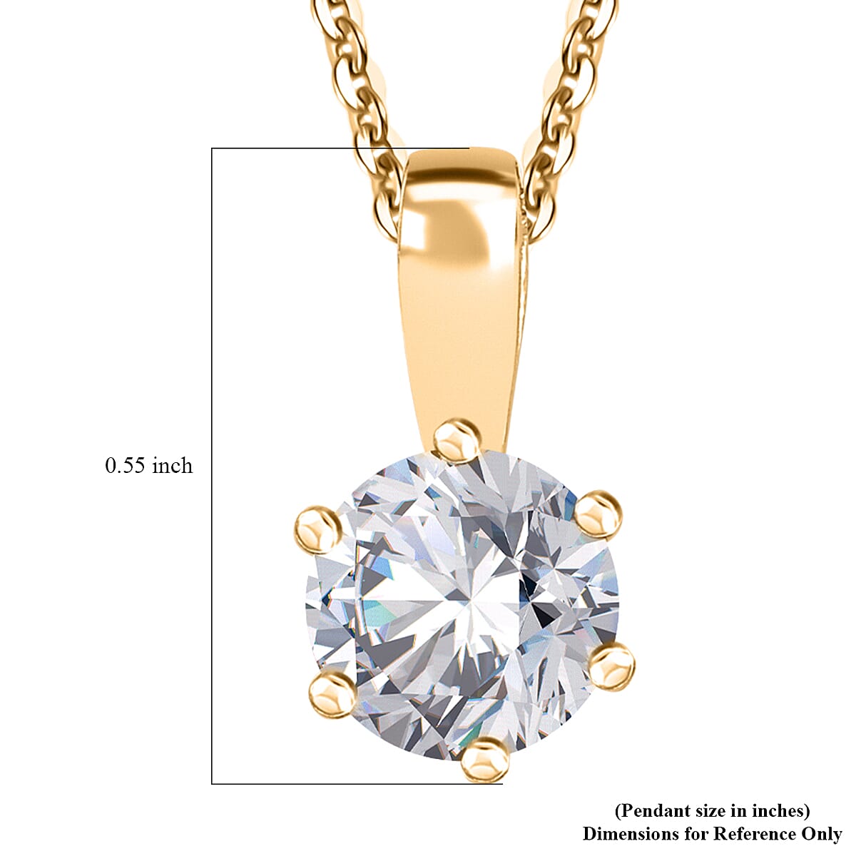 Moissanite Solitaire Pendant Necklace 20 Inches in Vermeil Yellow Gold Over Sterling Silver 1.00 ctw image number 6