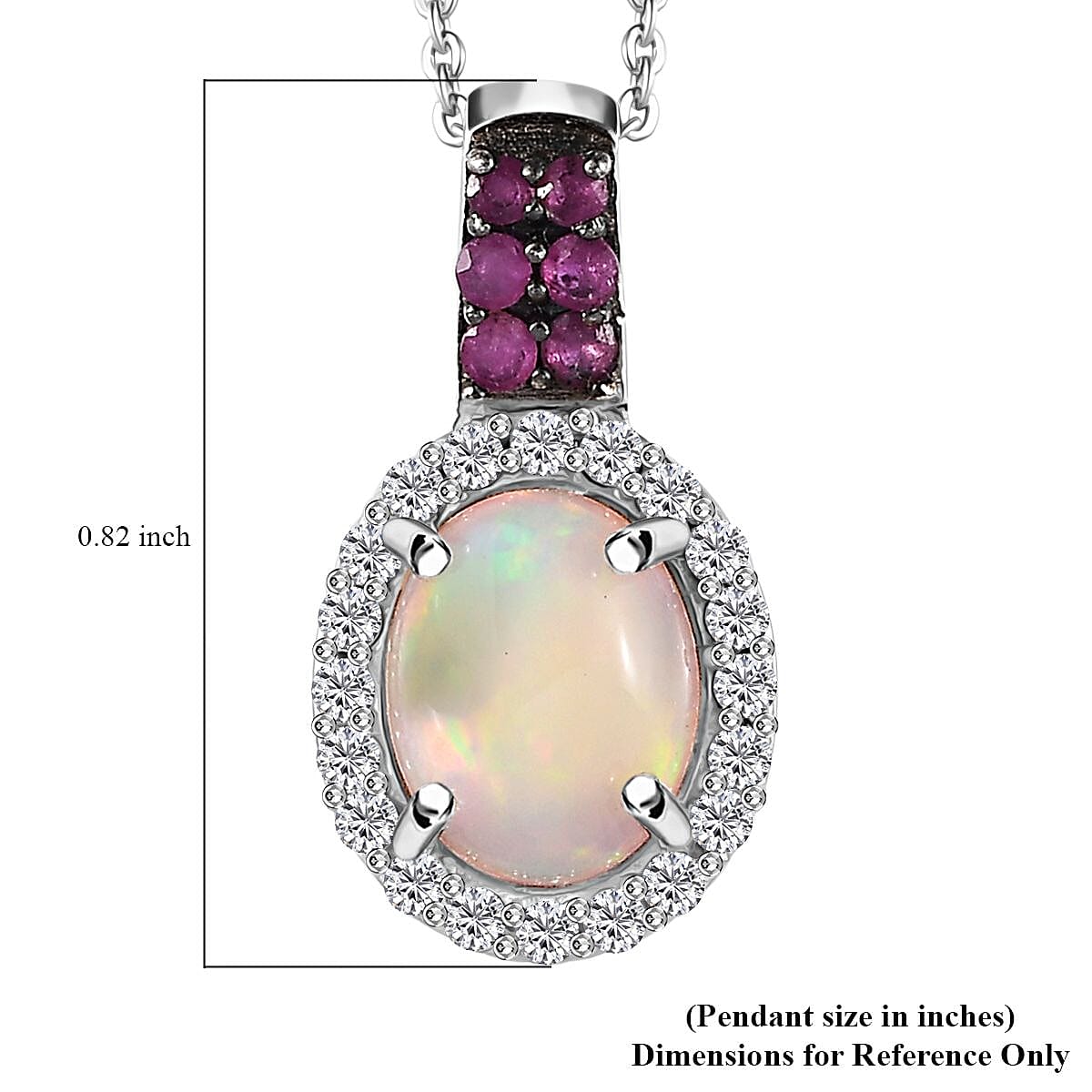 Premium Ethiopian Welo Opal and Multi Gemstone Halo Pendant Necklace 20 Inches in Platinum Over Sterling Silver 1.60 ctw image number 6