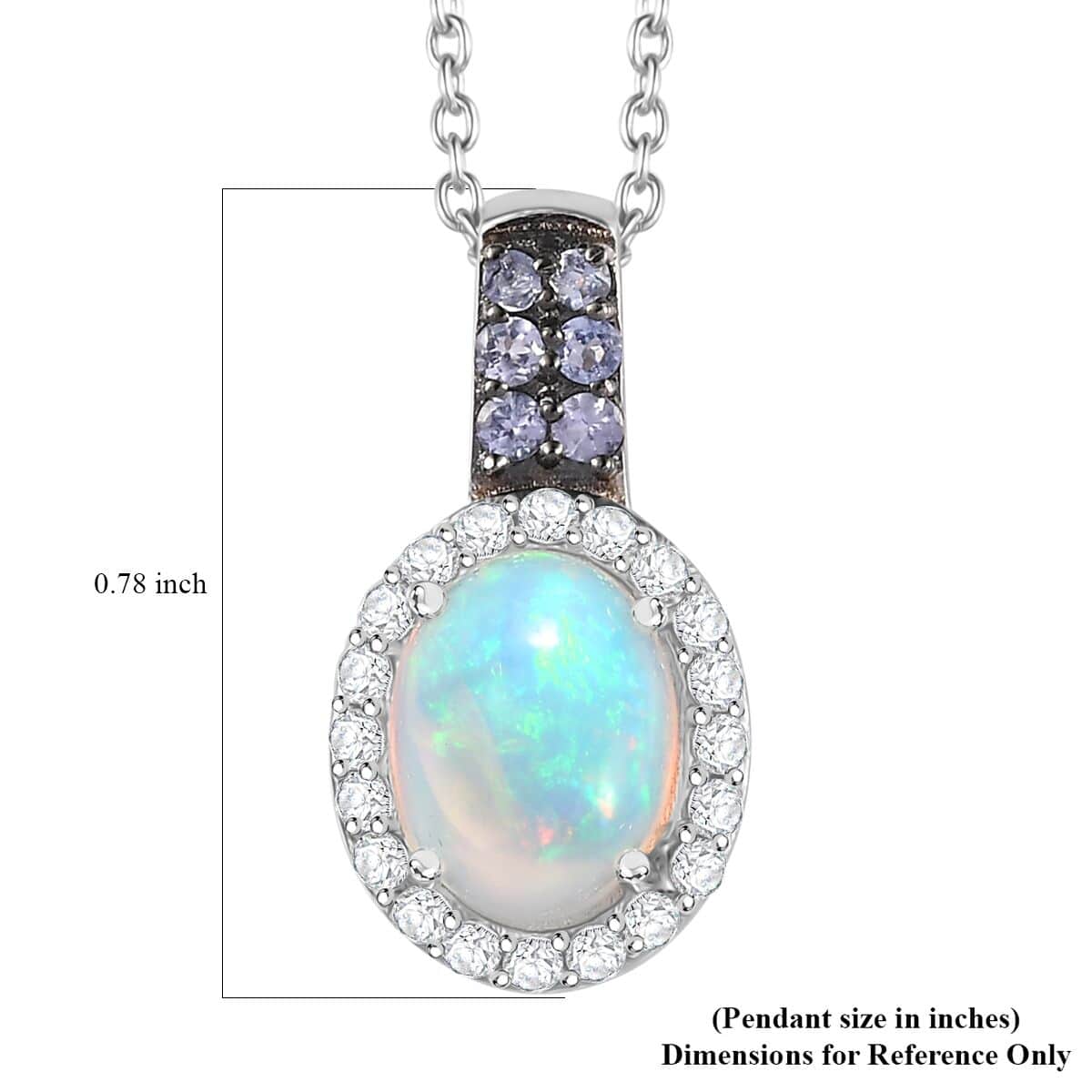 Premium Ethiopian Opal and Multi Gemstone Halo Pendant Necklace 20 Inches in Platinum Over Sterling Silver 1.75 ctw image number 6