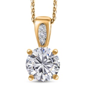 Moissanite Pendant Necklace 20 Inches in Vermeil Yellow Gold Over Sterling Silver 1.25 ctw