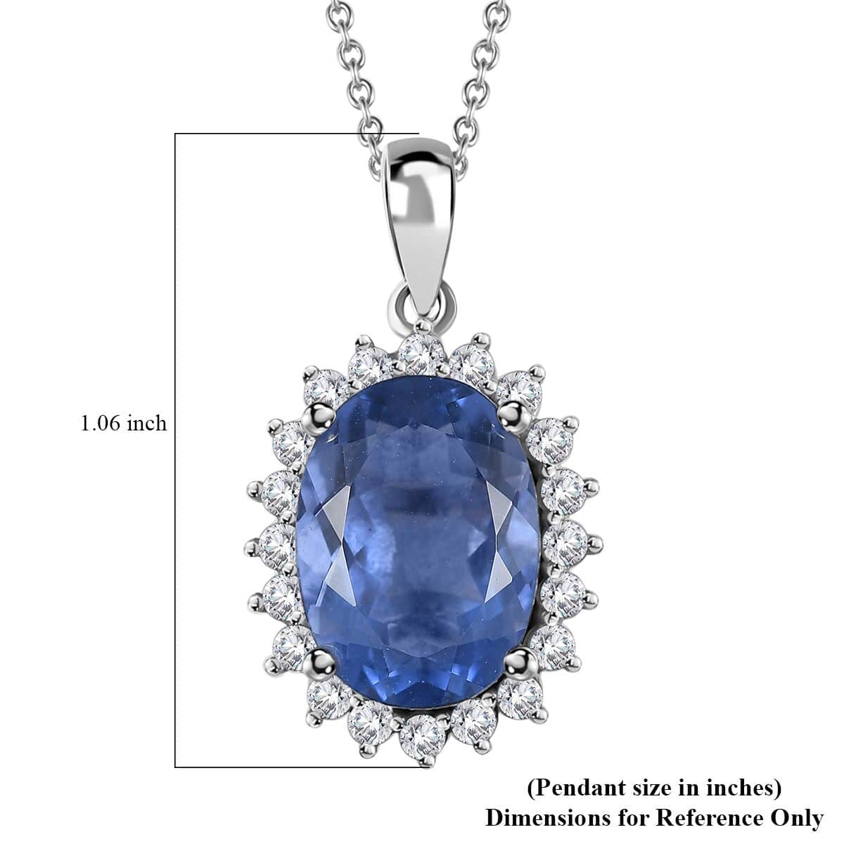 Color Change Fluorite (IR) and White Zircon Sunburst Pendant Necklace 20 Inches in Rhodium Over Sterling Silver 8.40 ctw image number 6