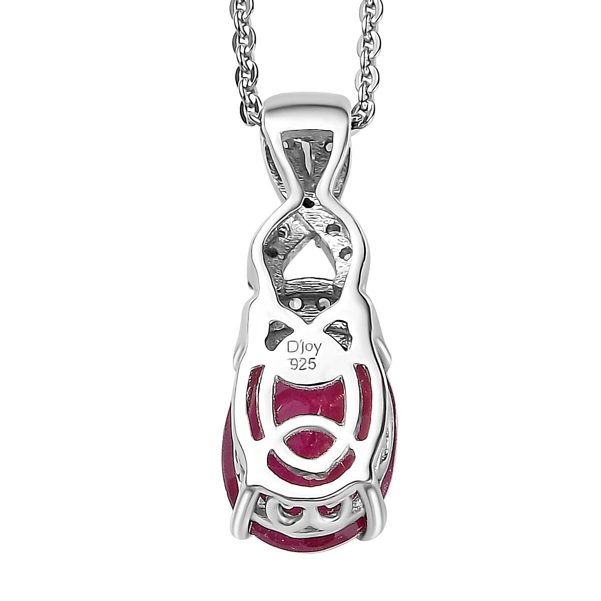 Niassa Ruby (FF) and White Zircon Pendant Necklace 20 Inches in Platinum Over Sterling Silver 2.75 ctw
