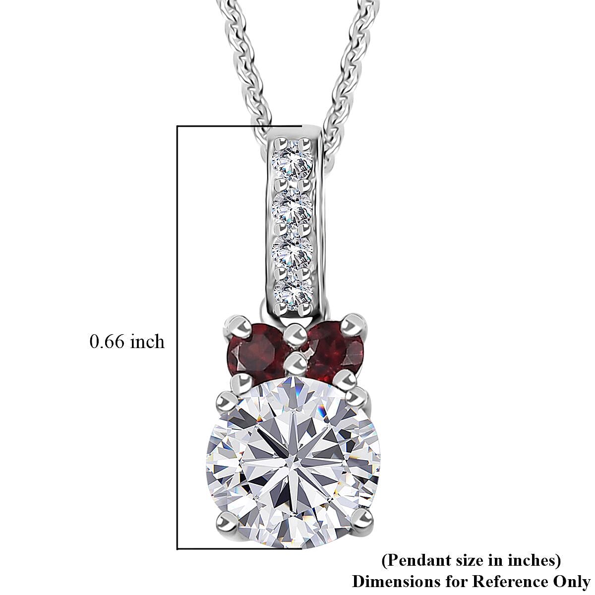 Moissanite and Anthill Garnet Pendant Necklace 20 Inches in Platinum Over Sterling Silver 1.15 ctw
