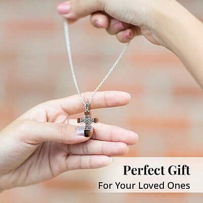 Yellow Tiger Eye 7.10 ctw Inlay Cross Pendant Necklace in Stainless Steel 24 Inches