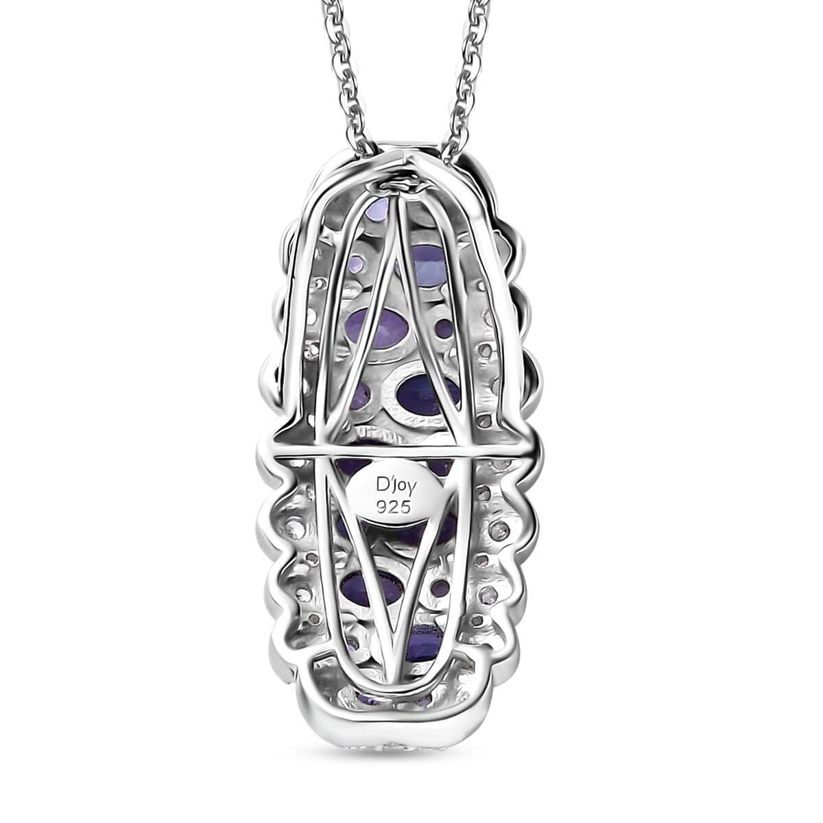 Tanzanite and White Zircon 2.80 ctw Pendant Necklace 20 Inches in Platinum Over Sterling Silver image number 4