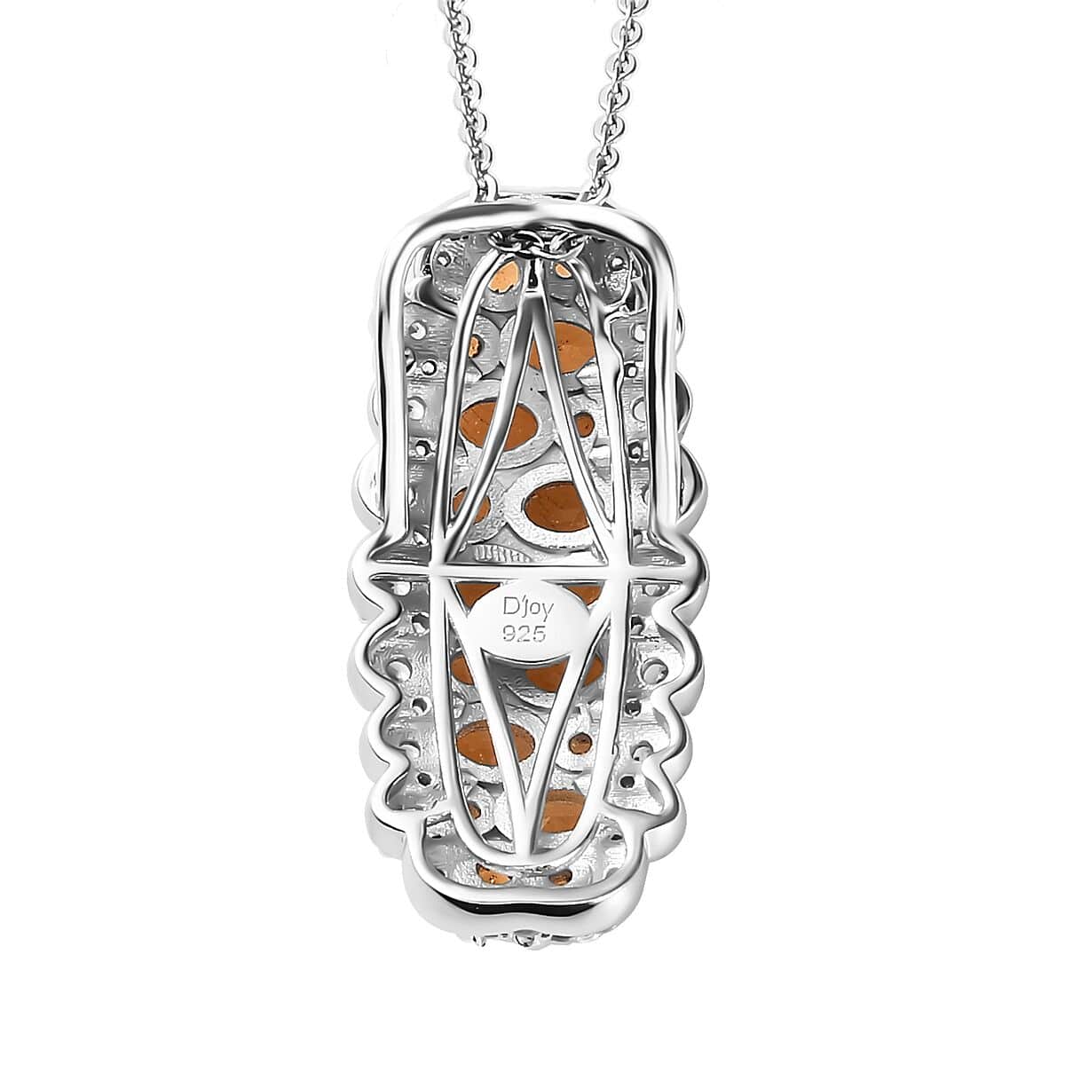 Salamanca Fire Opal and White Zircon 2.25 ctw Serenity Nature Pendant Necklace 20 Inches in Platinum Over Sterling Silver image number 4