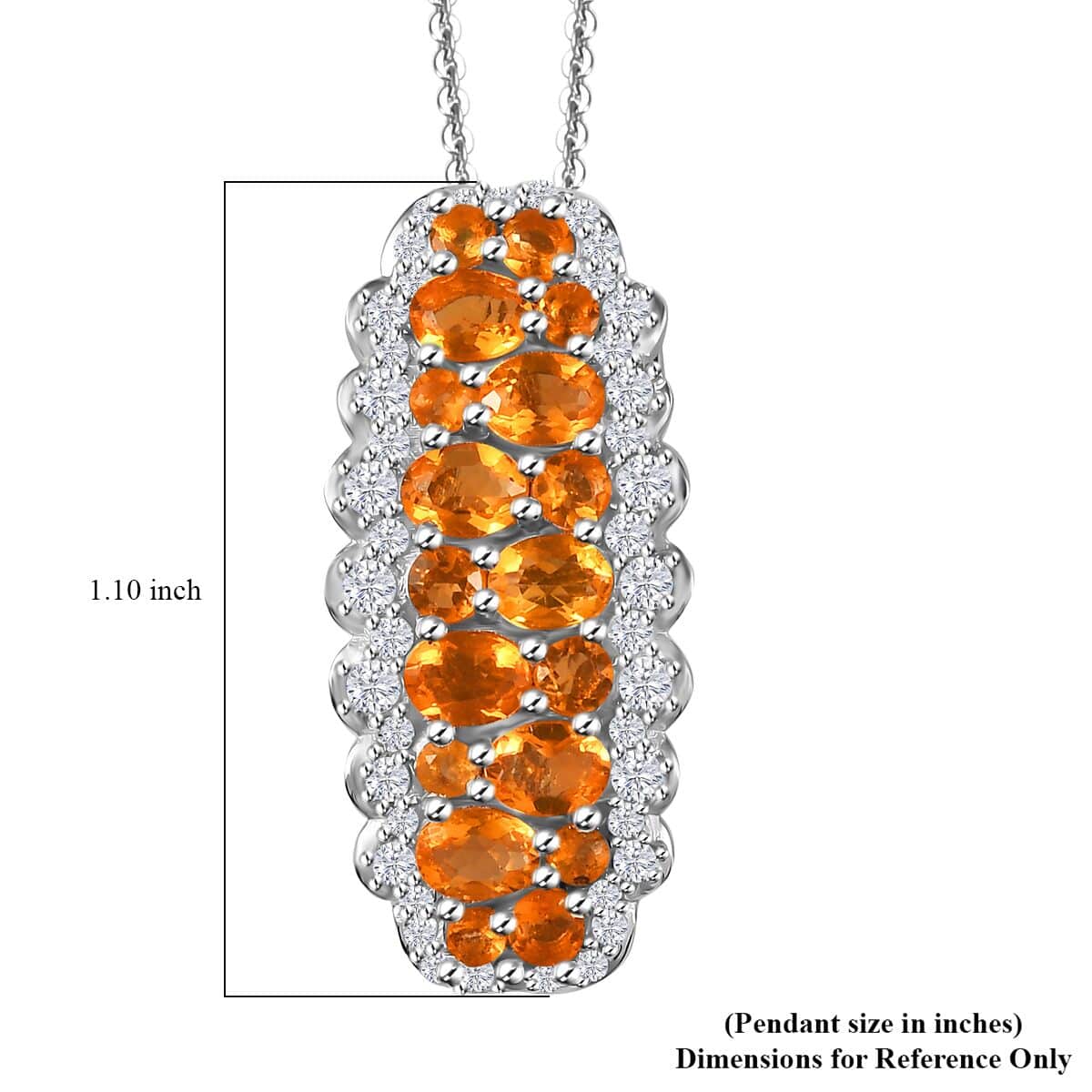 Salamanca Fire Opal and White Zircon 2.25 ctw Serenity Nature Pendant Necklace 20 Inches in Platinum Over Sterling Silver image number 6