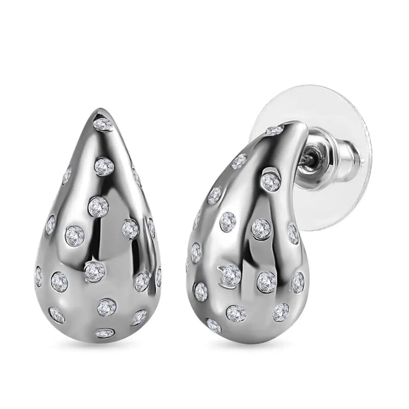 Set of 3 Moissanite Raindrop Tear Drop Statement Earrings in Vermeil Yellow, Rose Gold and Platinum Over Sterling Silver 2.90 ctw