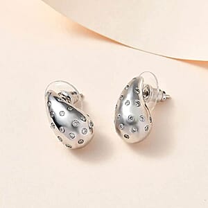 Set of 2 Moissanite Raindrop Tear Drop Statement Earrings in Vermeil YG and Platinum Over Sterling Silver 1.90 ctw