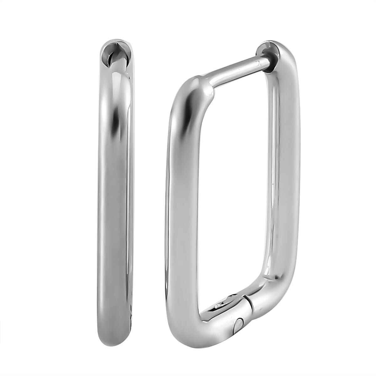 Set of 3 Soft Square Hoop Earrings in Stainless Steel