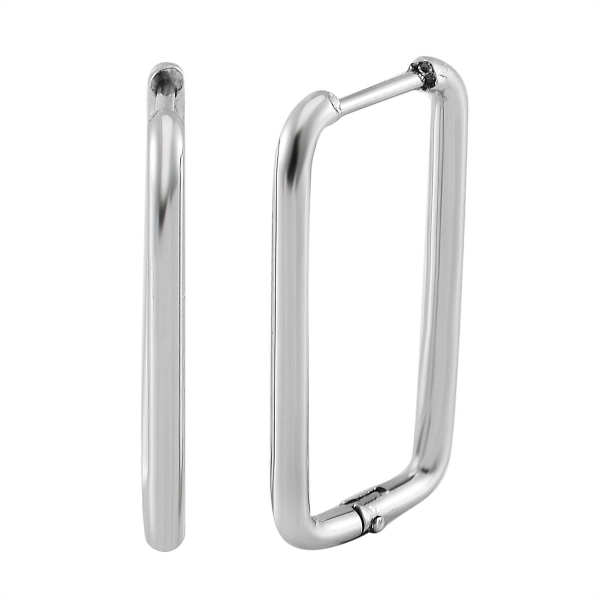 Set of 3 Soft Square Hoop Earrings in Stainless Steel