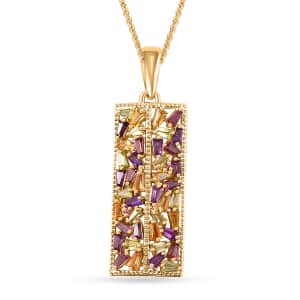 GP Art Deco Collection Multi Gemstone Pendant Necklace 20 Inches in 18K Vermeil Yellow Gold Over Sterling Silver 2.60 ctw