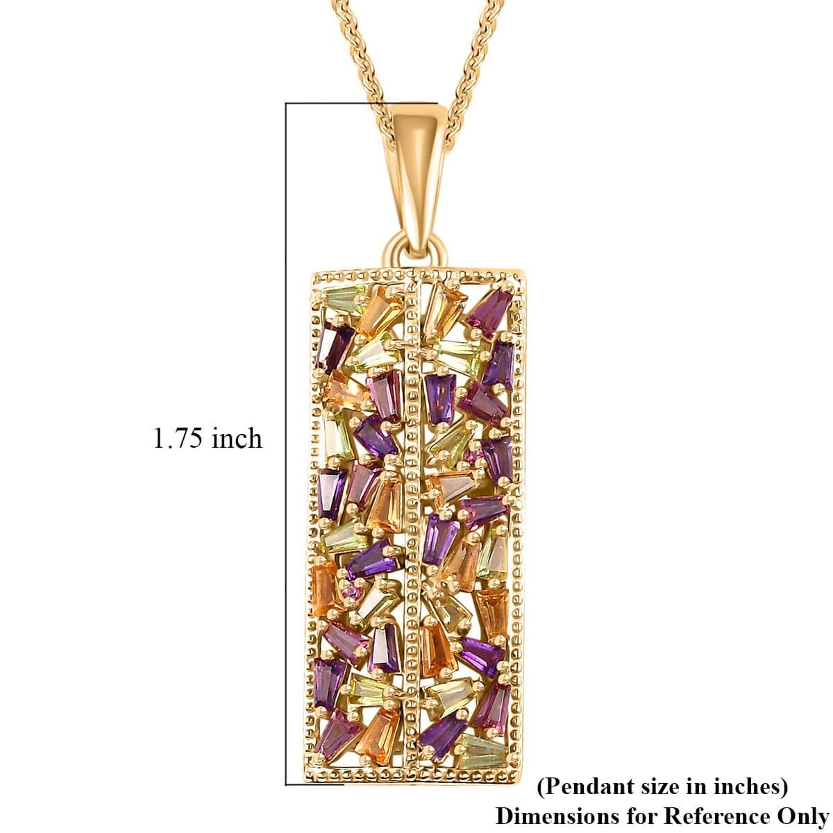 GP Art Deco Collection Multi Gemstone Pendant Necklace 20 Inches in 18K Vermeil Yellow Gold Over Sterling Silver 2.60 ctw image number 6