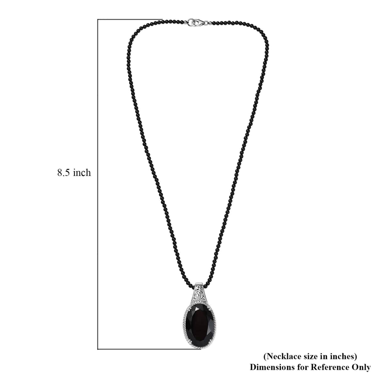 Thai Black Spinel 130.00 ctw Pendant with Beaded Necklace in Rhodium Over Sterling Silver 20 Inches image number 5