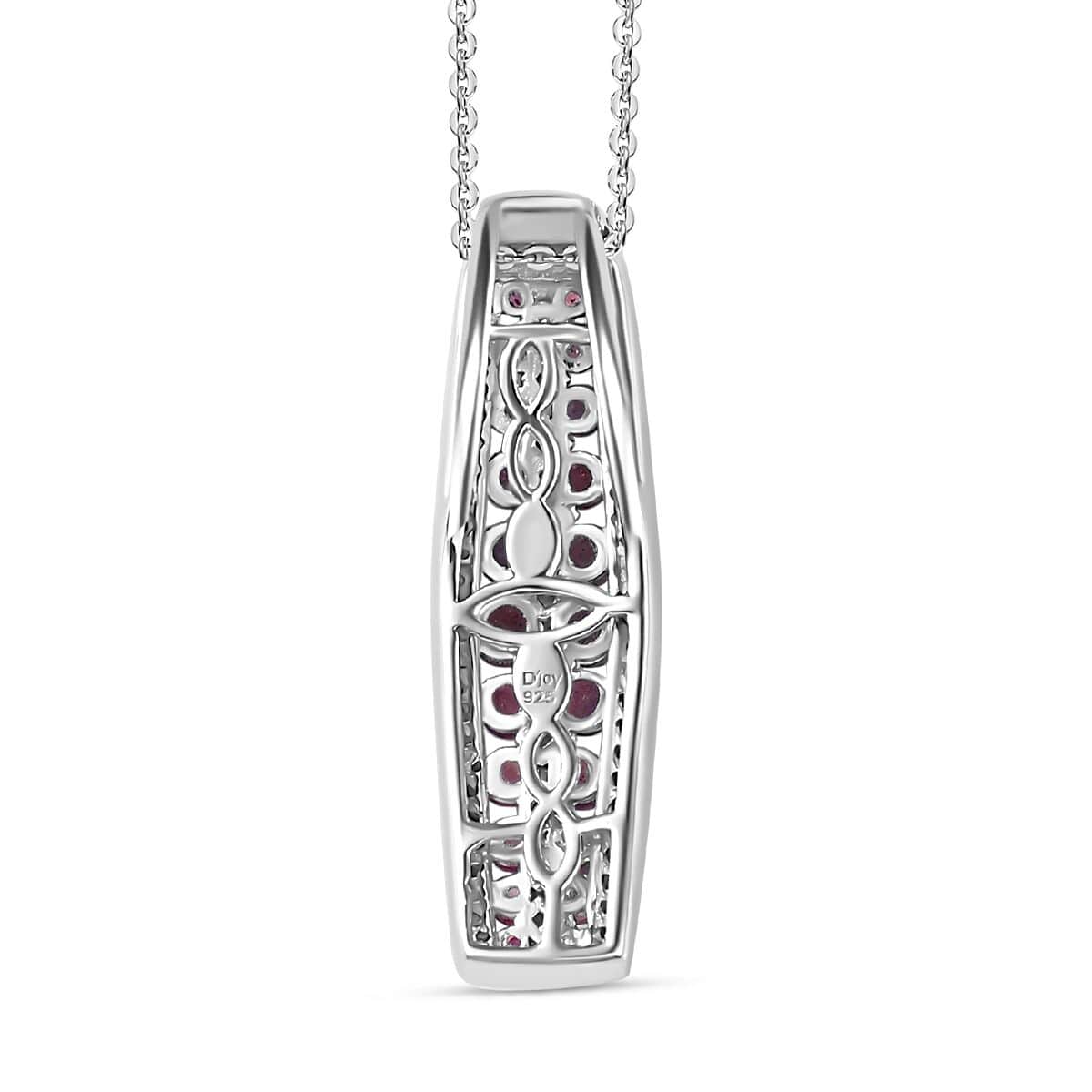 Premium Ofiki Rubellite and Moissanite Pendant Necklace 20 Inches in Platinum Over Sterling Silver 1.40 ctw image number 4