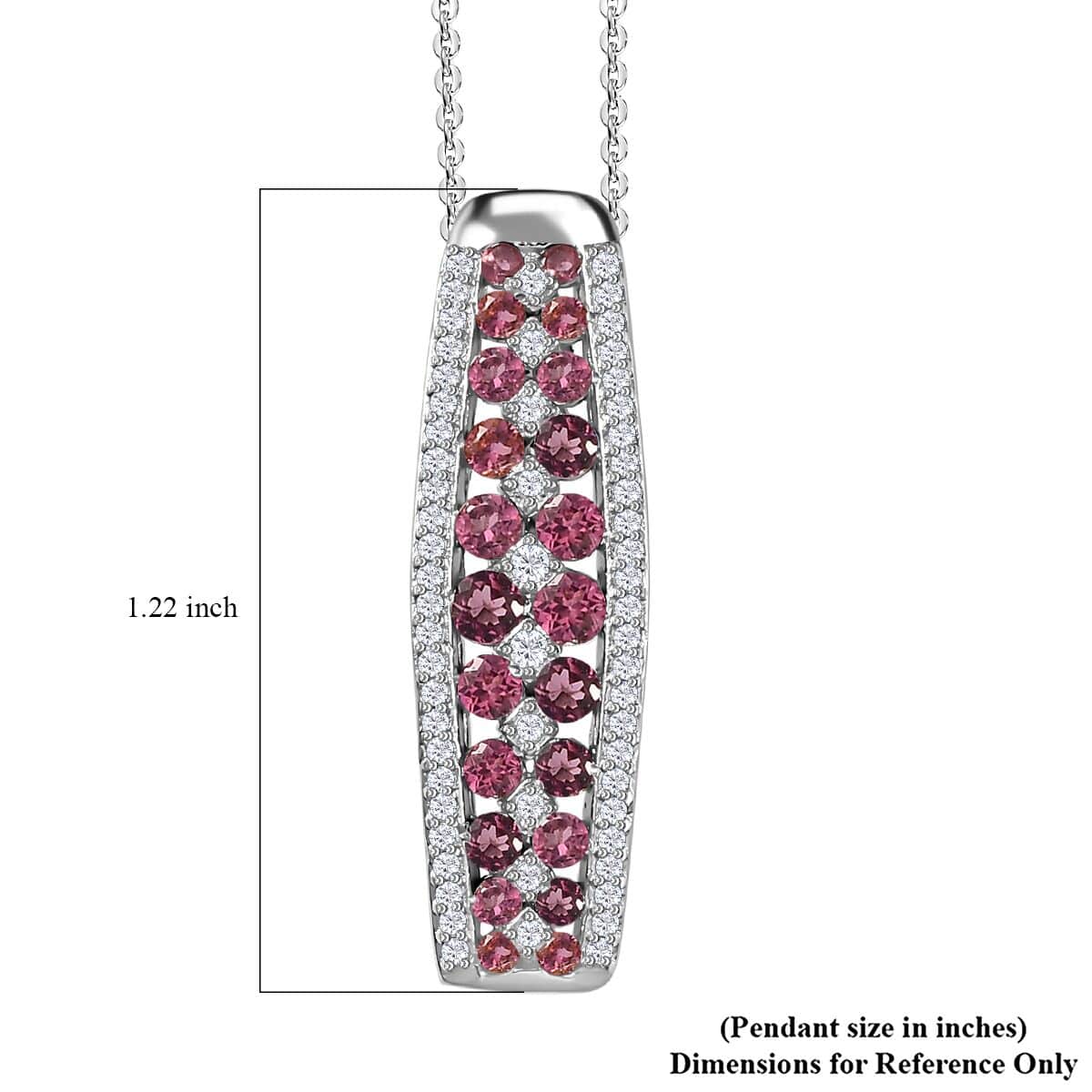 Premium Ofiki Rubellite and Moissanite Pendant Necklace 20 Inches in Platinum Over Sterling Silver 1.40 ctw image number 6