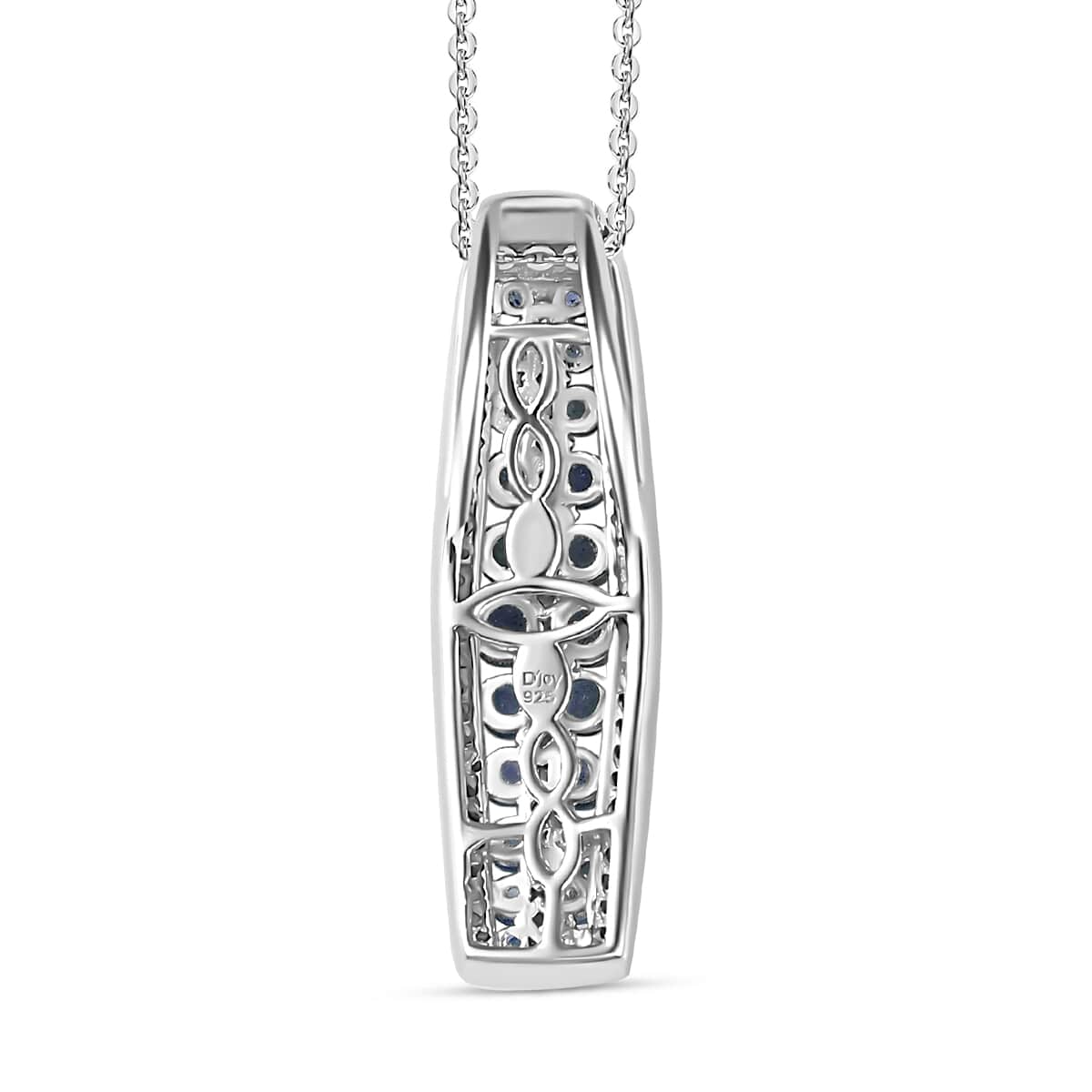 Premium Ceylon Blue Sapphire and Moissanite Pendant Necklace 20 Inches in Platinum Over Sterling Silver 1.65 ctw image number 4