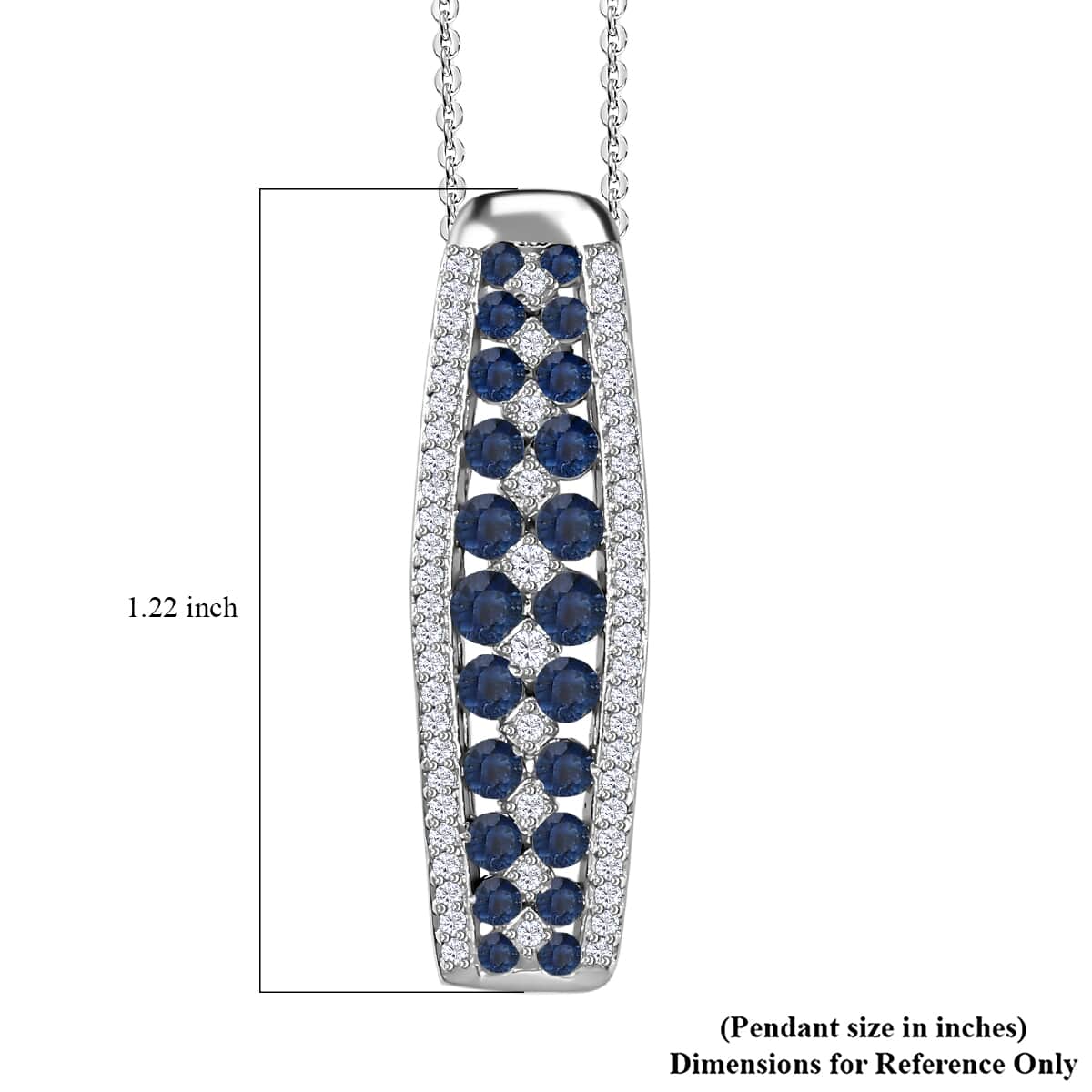 Premium Ceylon Blue Sapphire and Moissanite Pendant Necklace 20 Inches in Platinum Over Sterling Silver 1.65 ctw image number 6