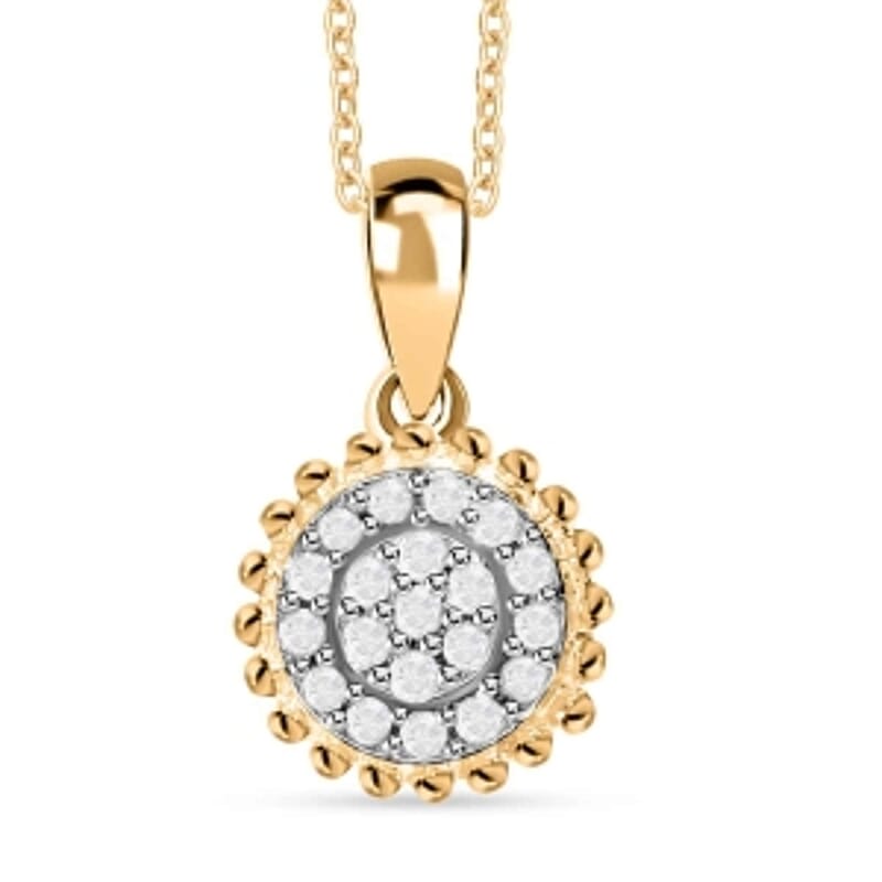 White Diamond Pendant Necklace in Vermeil YG Over Sterling Silver (20, 18 Inches)
