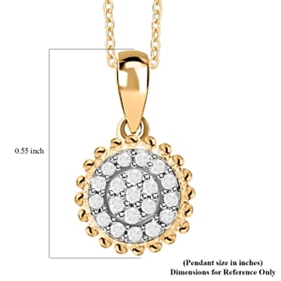 White Diamond Pendant Necklace in Vermeil YG Over Sterling Silver (20, 18 Inches)