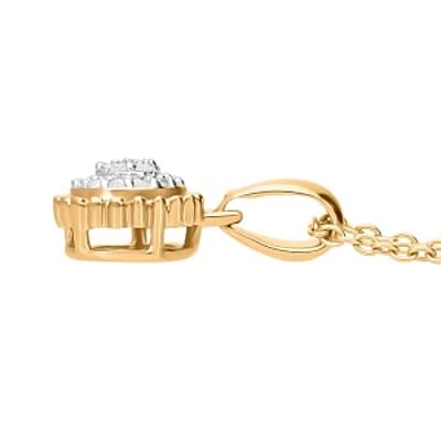 White Diamond Pendant Necklace in Vermeil YG Over Sterling Silver (20, 18 Inches)
