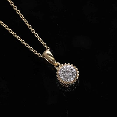 White Diamond Pendant Necklace in Vermeil YG Over Sterling Silver (20, 18 Inches)