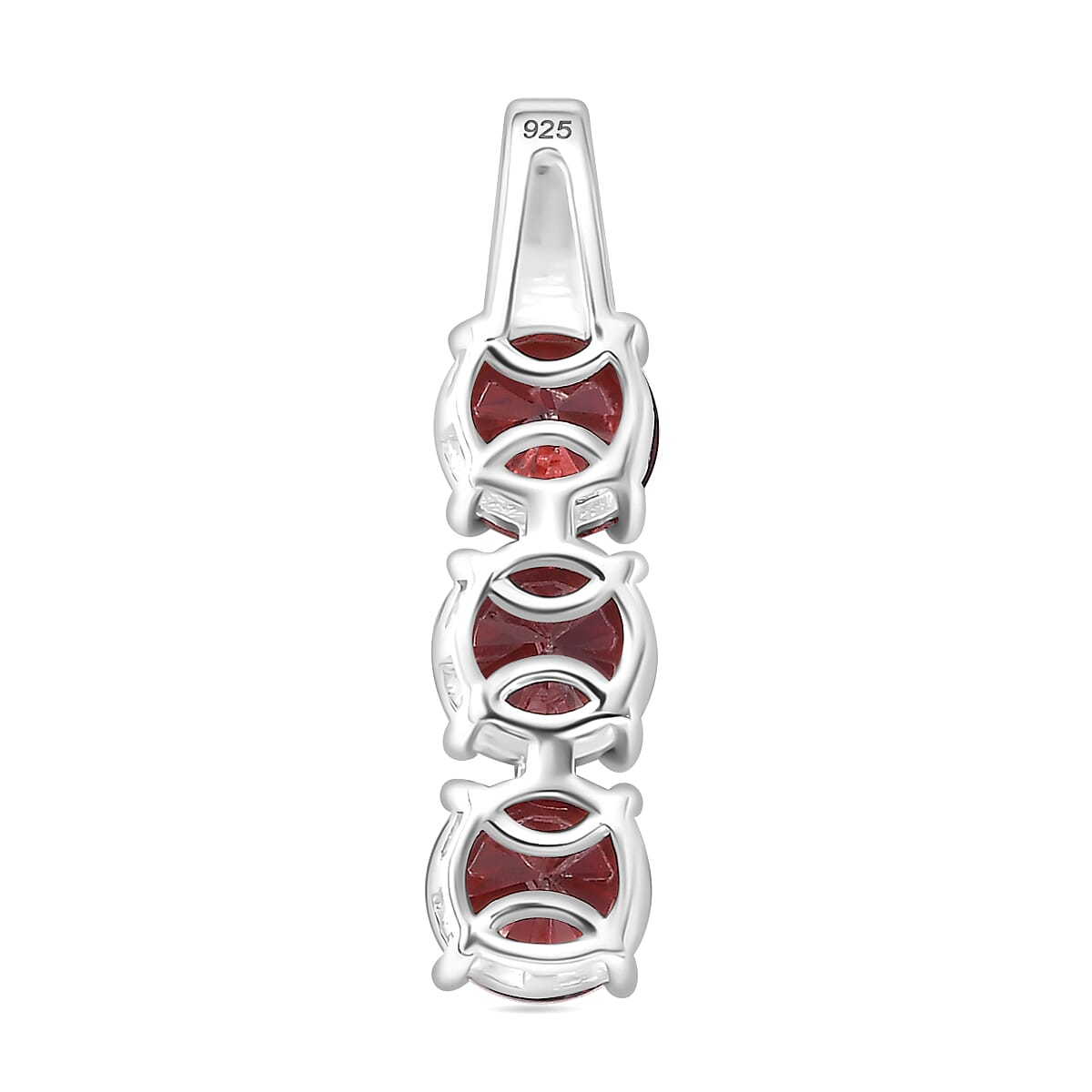 Simulated Red Diamond 3 Stone 6.00 ctw Ring (Size 10) and Pendant in Sterling Silver