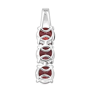 Simulated Red Diamond 3 Stone 6.00 ctw Ring (Size 11.5) and Pendant in Sterling Silver
