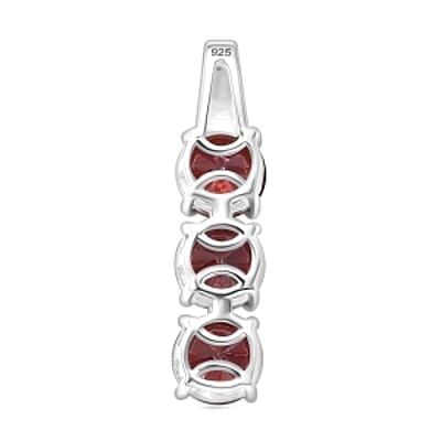 Simulated Red Diamond 3 Stone 6.00 ctw Ring (Size 11.5) and Pendant in Sterling Silver