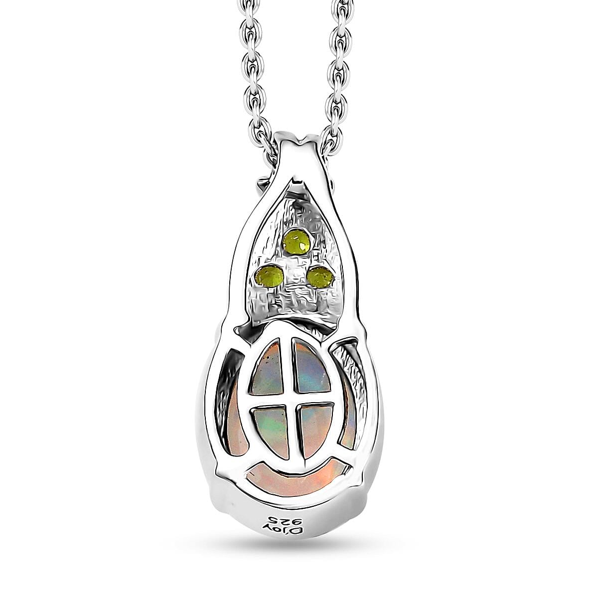 Premium Ethiopian Welo Opal and Chrome Diopside Pendant Necklace 20 Inches in Platinum Over Sterling Silver 1.30 ctw image number 5