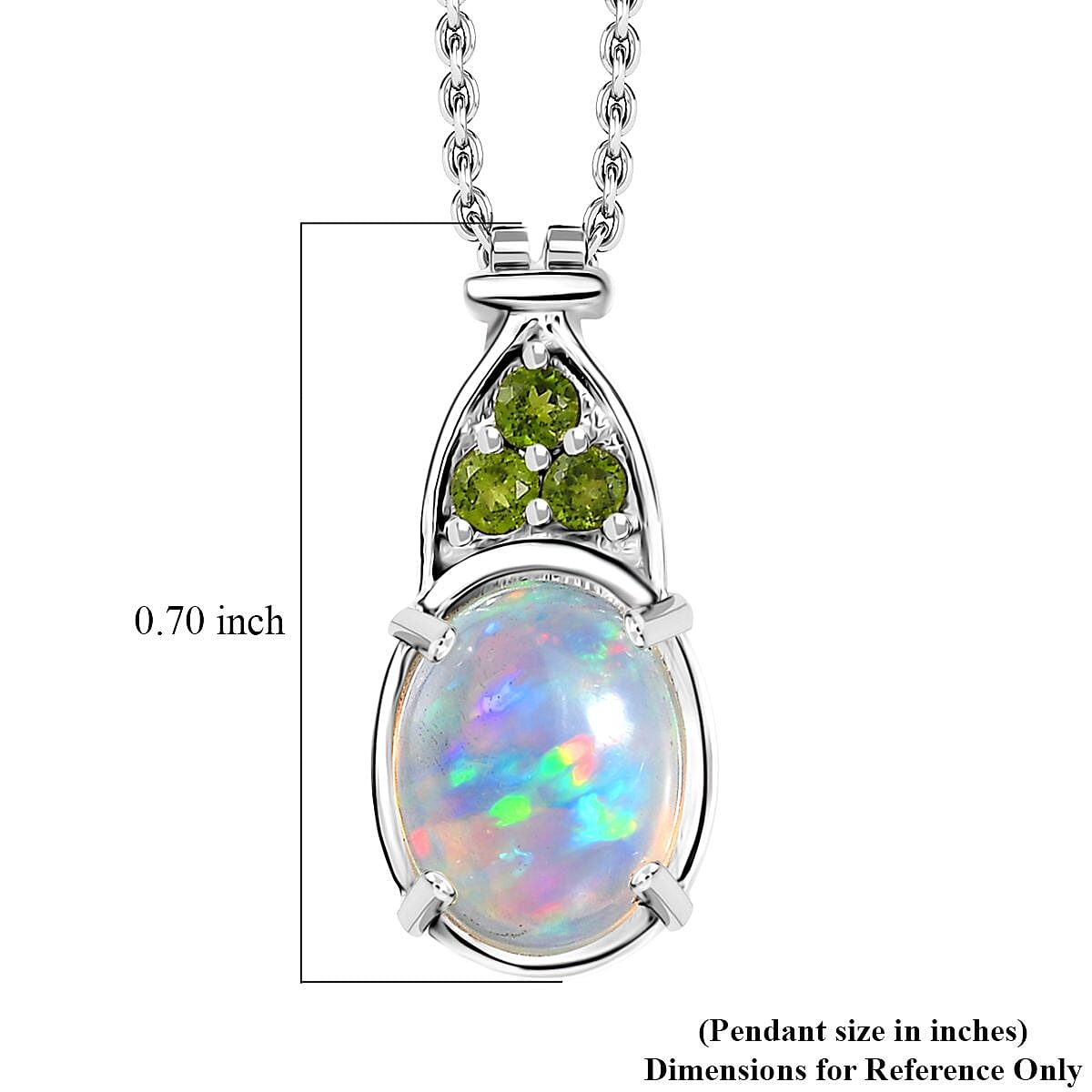 Premium Ethiopian Welo Opal and Chrome Diopside Pendant Necklace 20 Inches in Platinum Over Sterling Silver 1.30 ctw image number 6