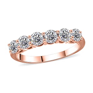 Moissanite Half Eternity Band Ring (Size 8.00) and Hoop Earrings in Vermeil Rose Gold Over Sterling Silver 2.85 ctw