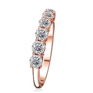 Moissanite Half Eternity Band Ring (Size 8.00) and Hoop Earrings in Vermeil Rose Gold Over Sterling Silver 2.85 ctw