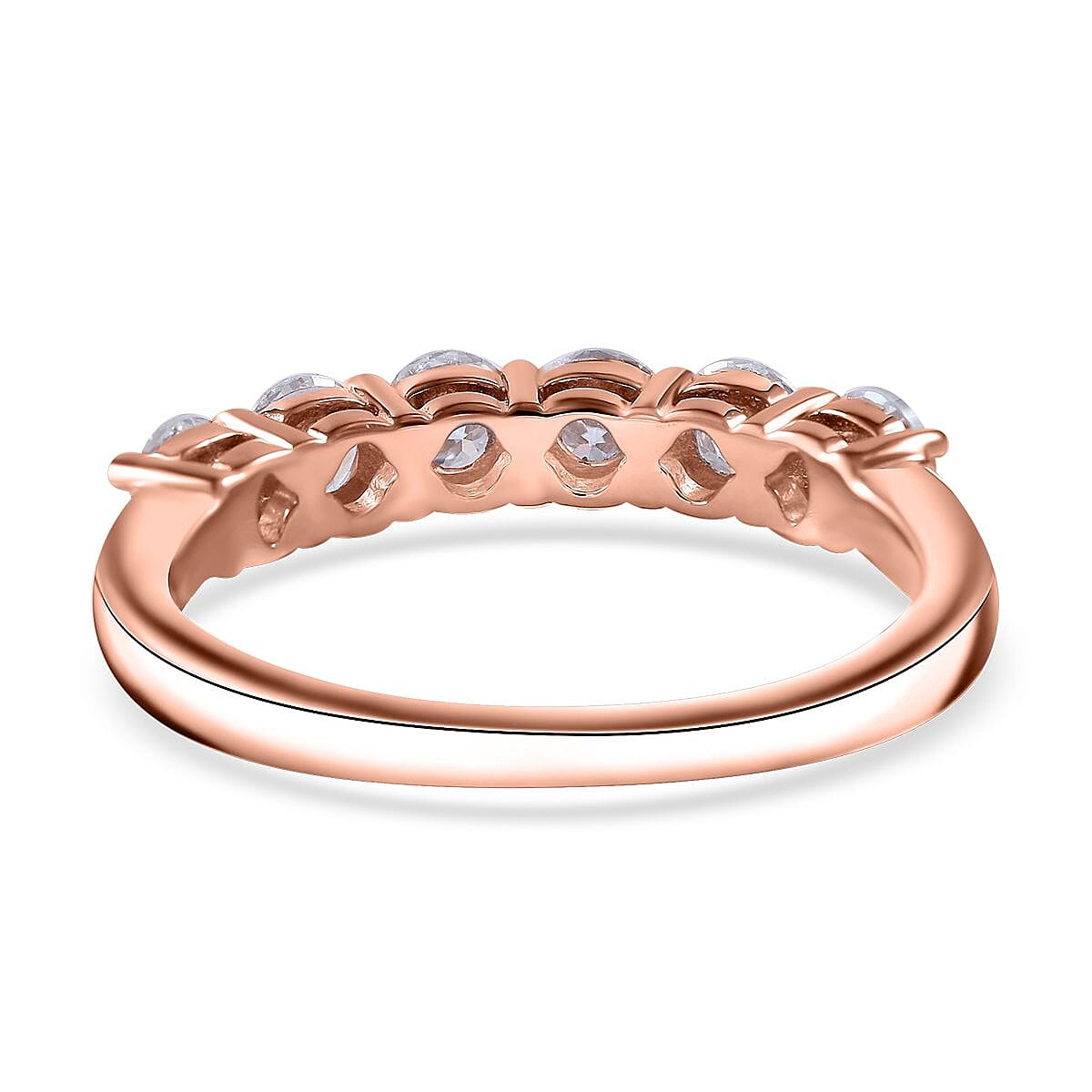 Moissanite Half Eternity Band Ring (Size 8.00) and Hoop Earrings in Vermeil Rose Gold Over Sterling Silver 2.85 ctw