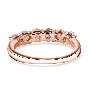 Moissanite Half Eternity Band Ring (Size 8.00) and Hoop Earrings in Vermeil Rose Gold Over Sterling Silver 2.85 ctw