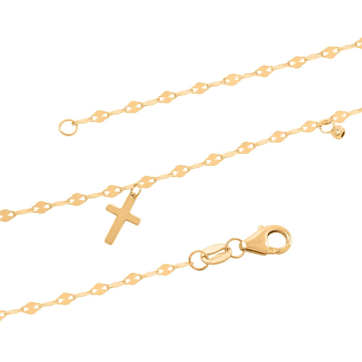 Italian 10K Yellow Gold Cross Beaded Bracelet (7.00-8.00In) and Necklace 18-20 Inches 1.75 Grams image number 3