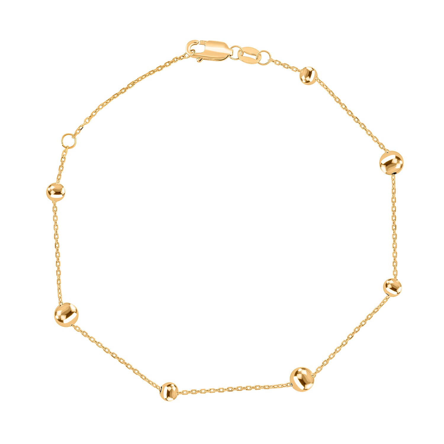 Italian 10K Yellow Gold Beaded Bracelet (7.00-8.00In) and Necklace 18-20 Inches 2.90 Grams