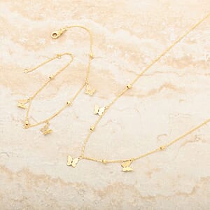Italian Butterfly Bracelet in 10K Yellow Gold (7.00-8.00In) and Necklace 18-20 Inches 2.32 Grams