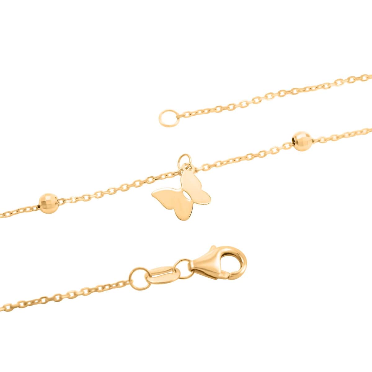 Italian Butterfly Bracelet in 10K Yellow Gold (7.00-8.00In) and Necklace 18-20 Inches 2.32 Grams image number 3