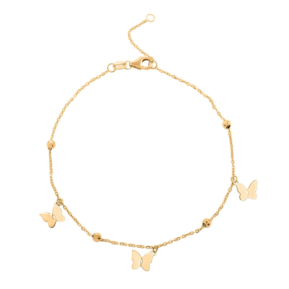 Italian Butterfly Bracelet in 10K Yellow Gold (7.00-8.00In) and Necklace 18-20 Inches 2.32 Grams image number 4